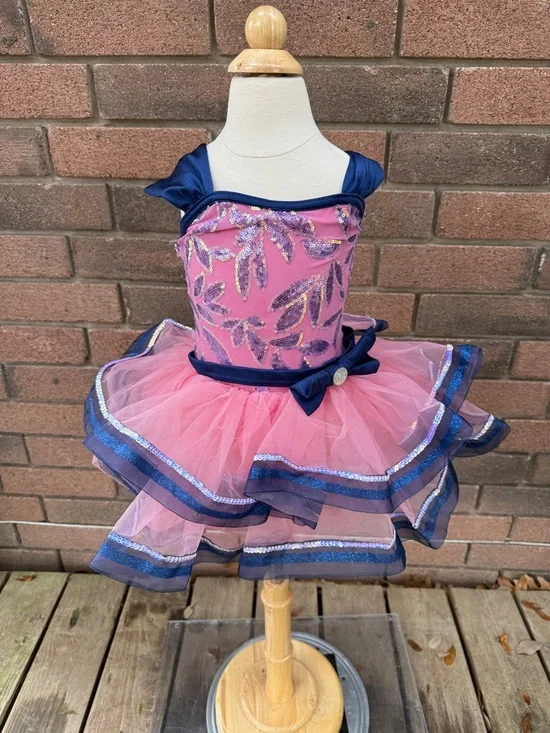 Weissman Pink and Navy Sparkle Tutu Dance Costume Size SC - Picture 2 of 9